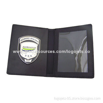 Metal badge with PU holder